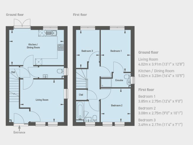 Floor plan, 3 bedroom house - artist's impression subject to change